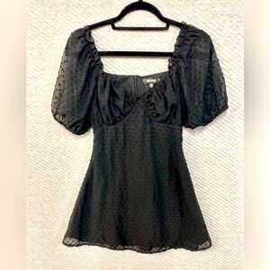 Missguided Womens Black V Neck Puffed Sleeve Zip Milkmaid Skater Dress Dobby US2